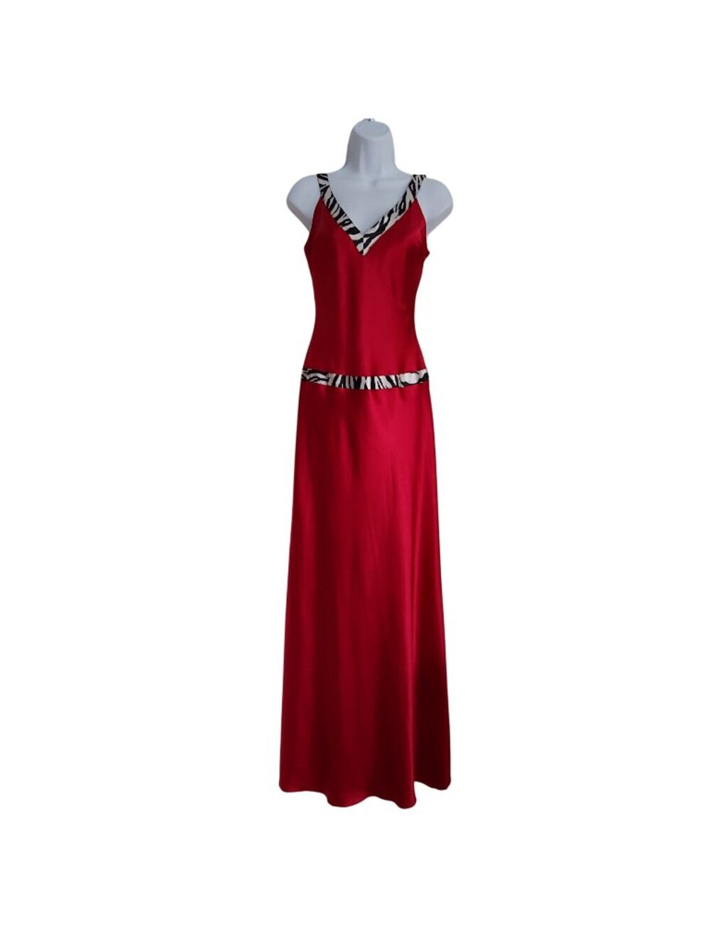 Sherri Hill Glamourous Edgy Red Satin Evening Dress Leopard Print Chapel Train 4